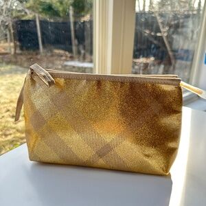 Authentic Burberry Gold Cosmetic Bag